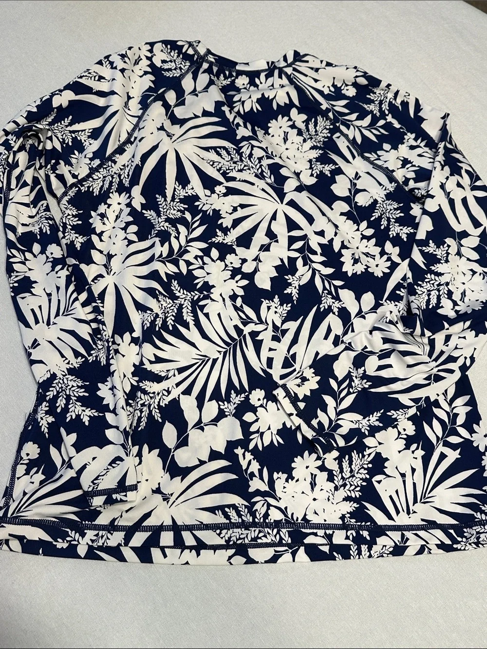 Hurley Navy and White Tropical-Print Long Sleeve Tee